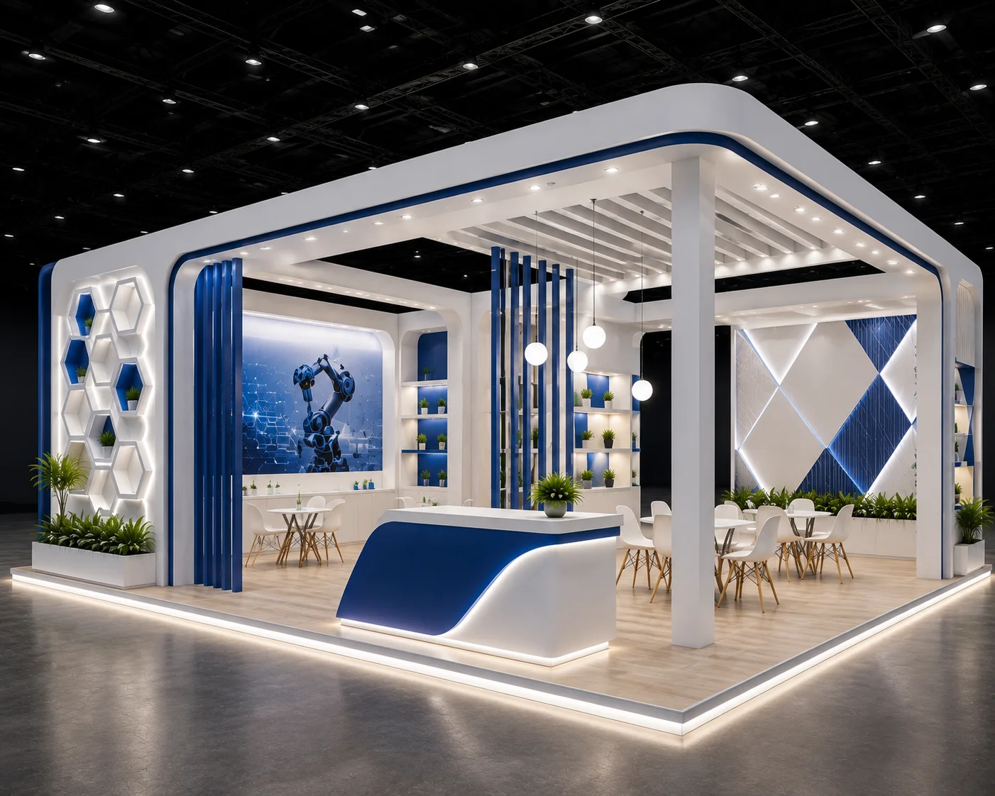 Three side open exhibition stand for Indus-tech expo